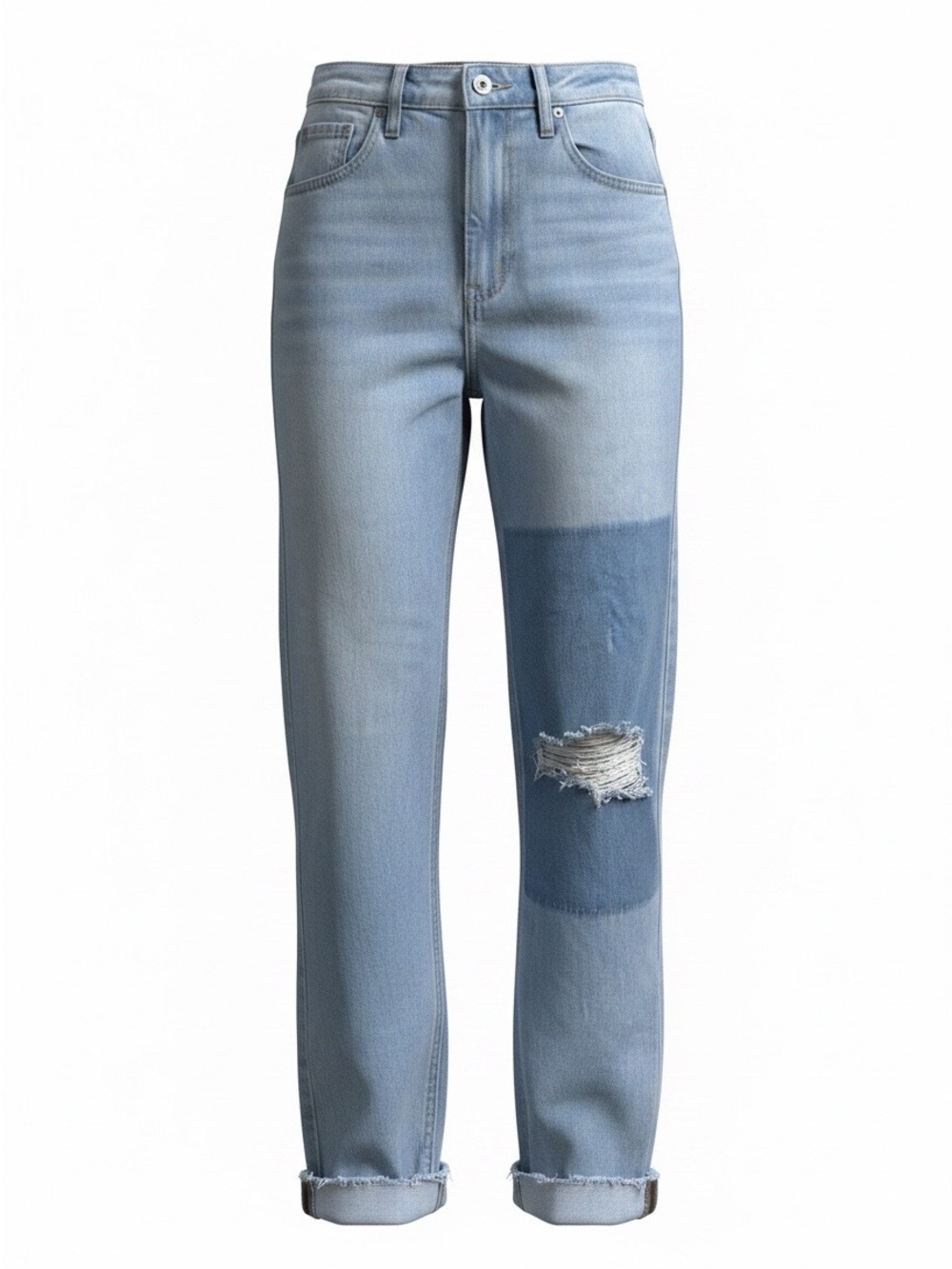 Hollister Light Blue Boyfriend Jeans with Knee Patch